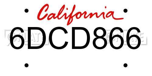 6DCD866 California License Plate