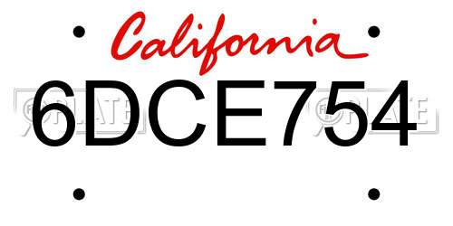 6DCE754 California License Plate