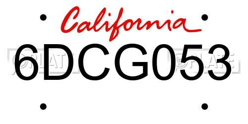 6DCG053 California License Plate