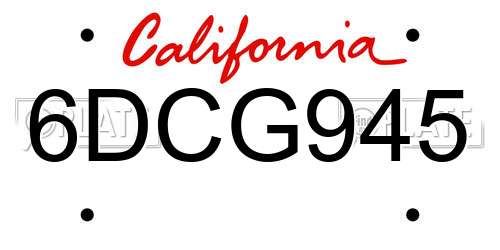 6DCG945 California License Plate