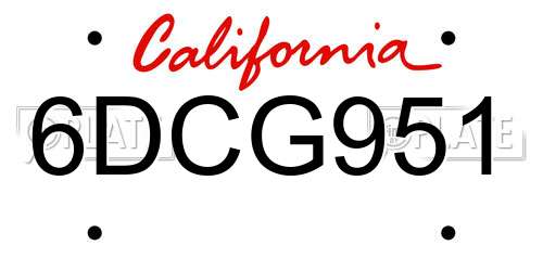 6DCG951 California License Plate
