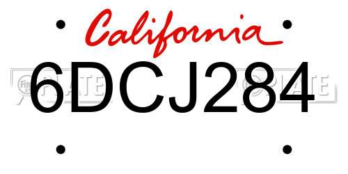 6DCJ284 California License Plate