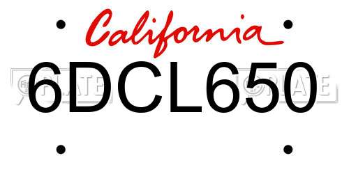 6DCL650 California License Plate