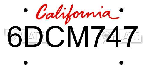 6DCM747 California License Plate