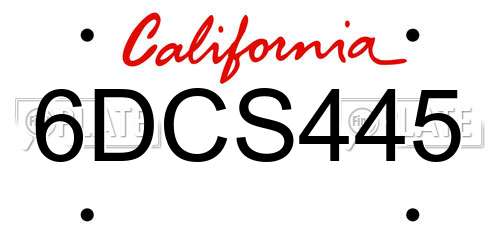 6DCS445 California License Plate