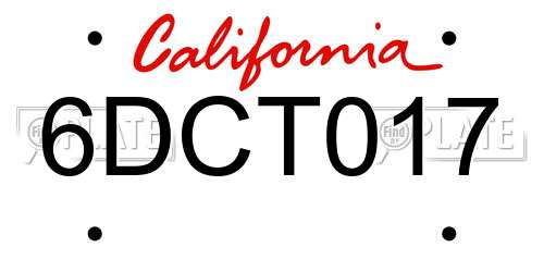 6DCT017 California License Plate