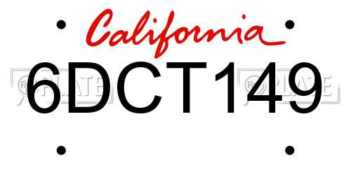 6DCT149 California License Plate