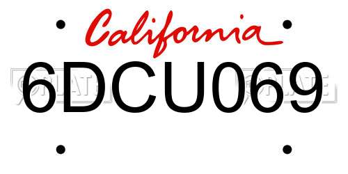 6DCU069 California License Plate