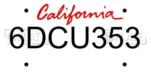 6DCU353 California License Plate
