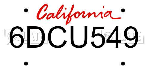 6DCU549 California License Plate