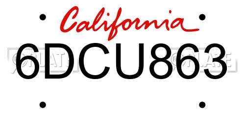 6DCU863 California License Plate