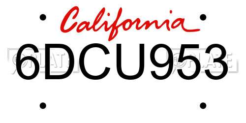 6DCU953 California License Plate