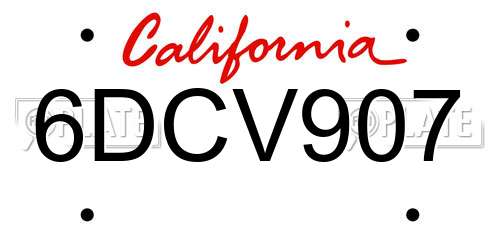 6DCV907 California License Plate