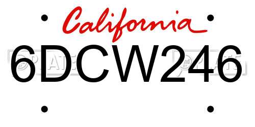 6DCW246 California License Plate