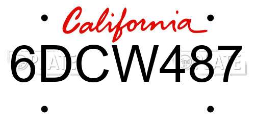 6DCW487 California License Plate