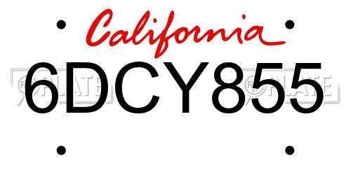 6DCY855 California License Plate