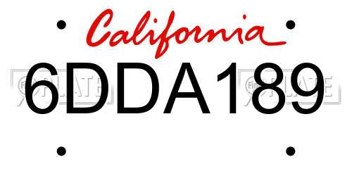 6DDA189 California License Plate