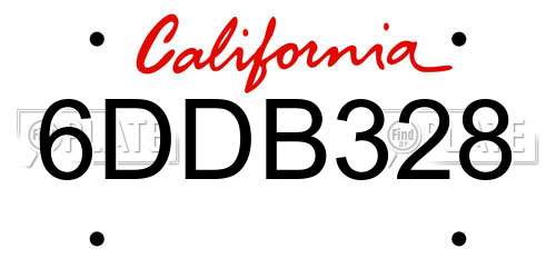 6DDB328 California License Plate