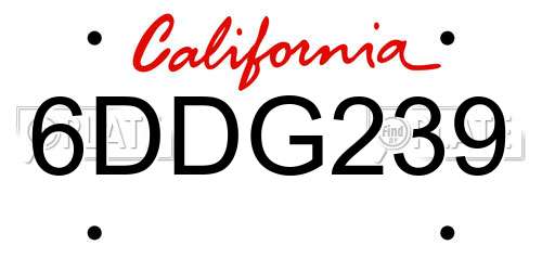 6DDG239 California License Plate
