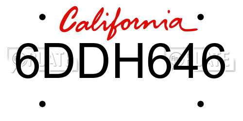 6DDH646 California License Plate