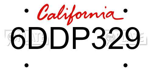 6DDP329 California License Plate