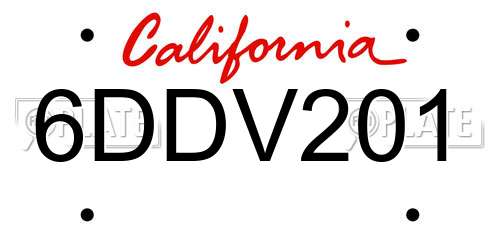 6DDV201 California License Plate
