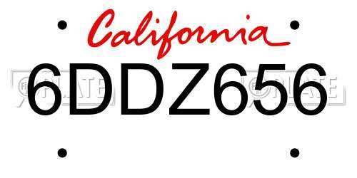 6DDZ656 California License Plate