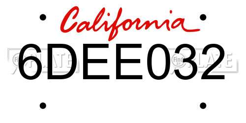 6DEE032 California License Plate
