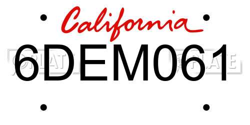 6DEM061 California License Plate