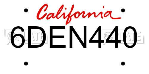 6DEN440 California License Plate