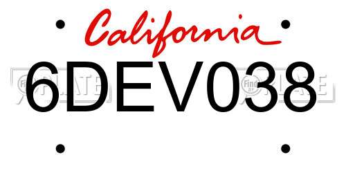 6DEV038 California License Plate