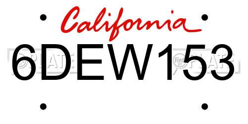 6DEW153 California License Plate