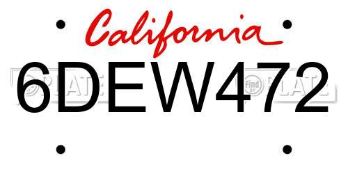 6DEW472 California License Plate