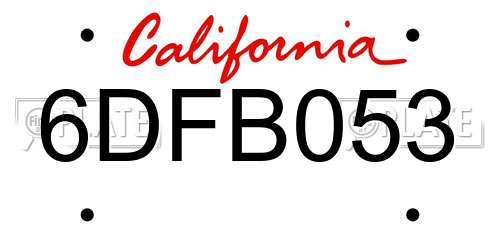 6DFB053 California License Plate