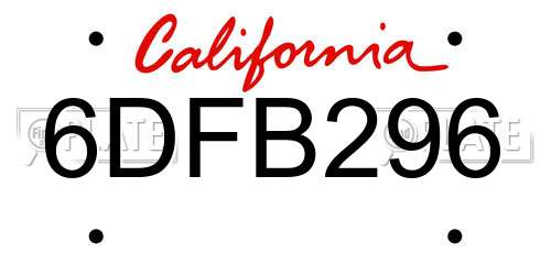 6DFB296 California License Plate