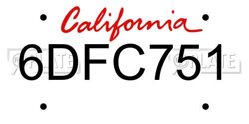 6DFC751 California License Plate