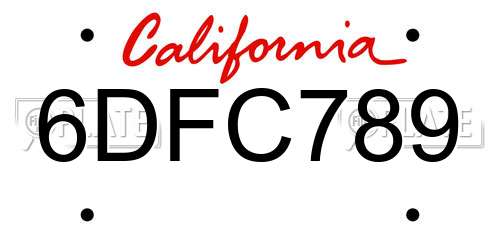 6DFC789 California License Plate