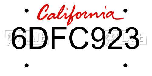 6DFC923 California License Plate