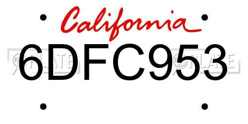 6DFC953 California License Plate