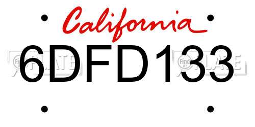 6DFD133 California License Plate