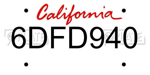 6DFD940 California License Plate