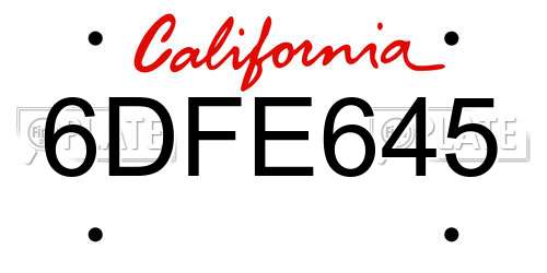 6DFE645 California License Plate
