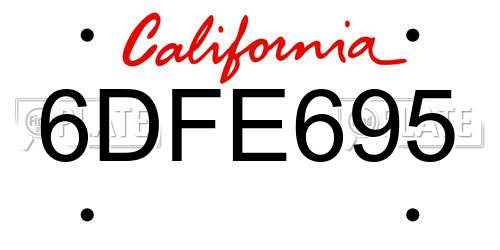 6DFE695 California License Plate