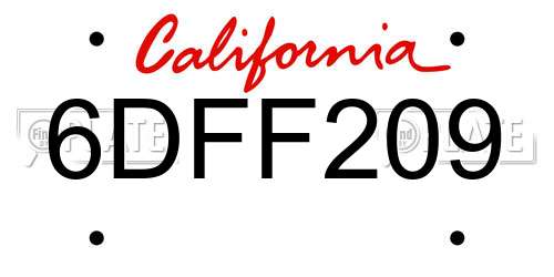6DFF209 California License Plate