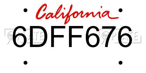 6DFF676 California License Plate