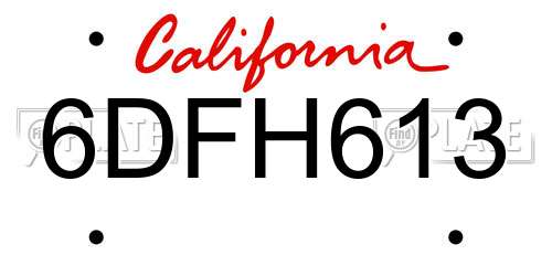6DFH613 California License Plate