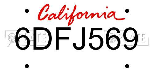 6DFJ569 California License Plate