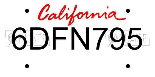 6DFN795 California License Plate
