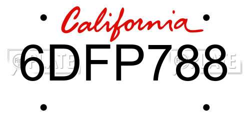 6DFP788 California License Plate