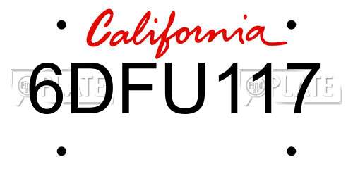 6DFU117 California License Plate